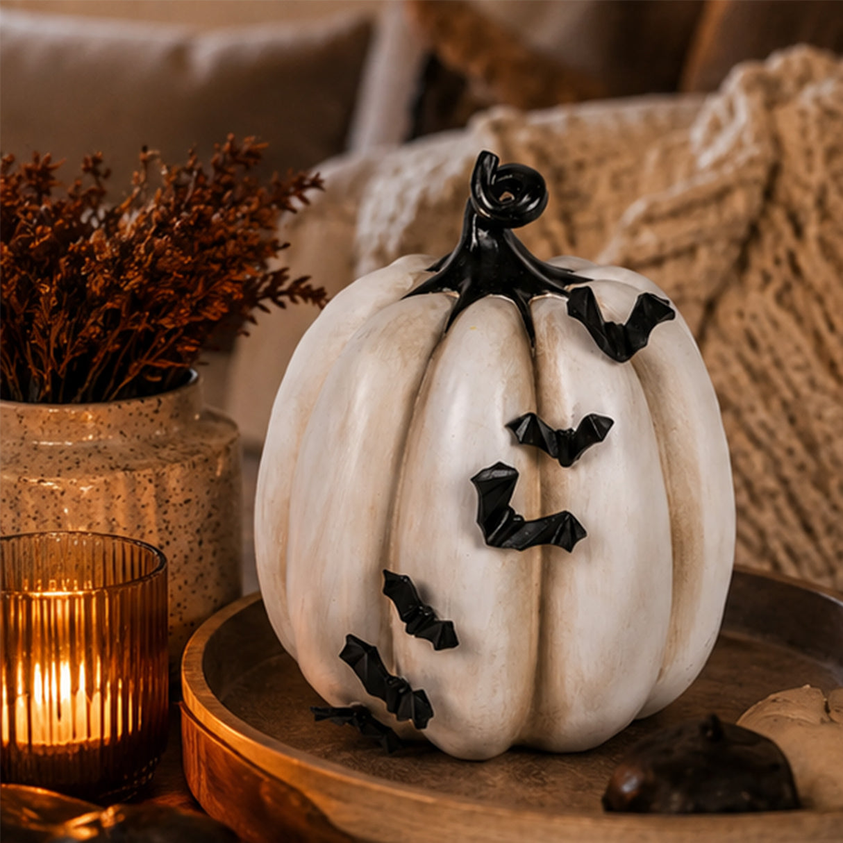 9 in. Halloween Crawling Bats Pumpkin Tabletop Decoration