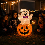 Halloween Pre-Lit Pumpkin and Ghost Lawn Decoration with LED Lights