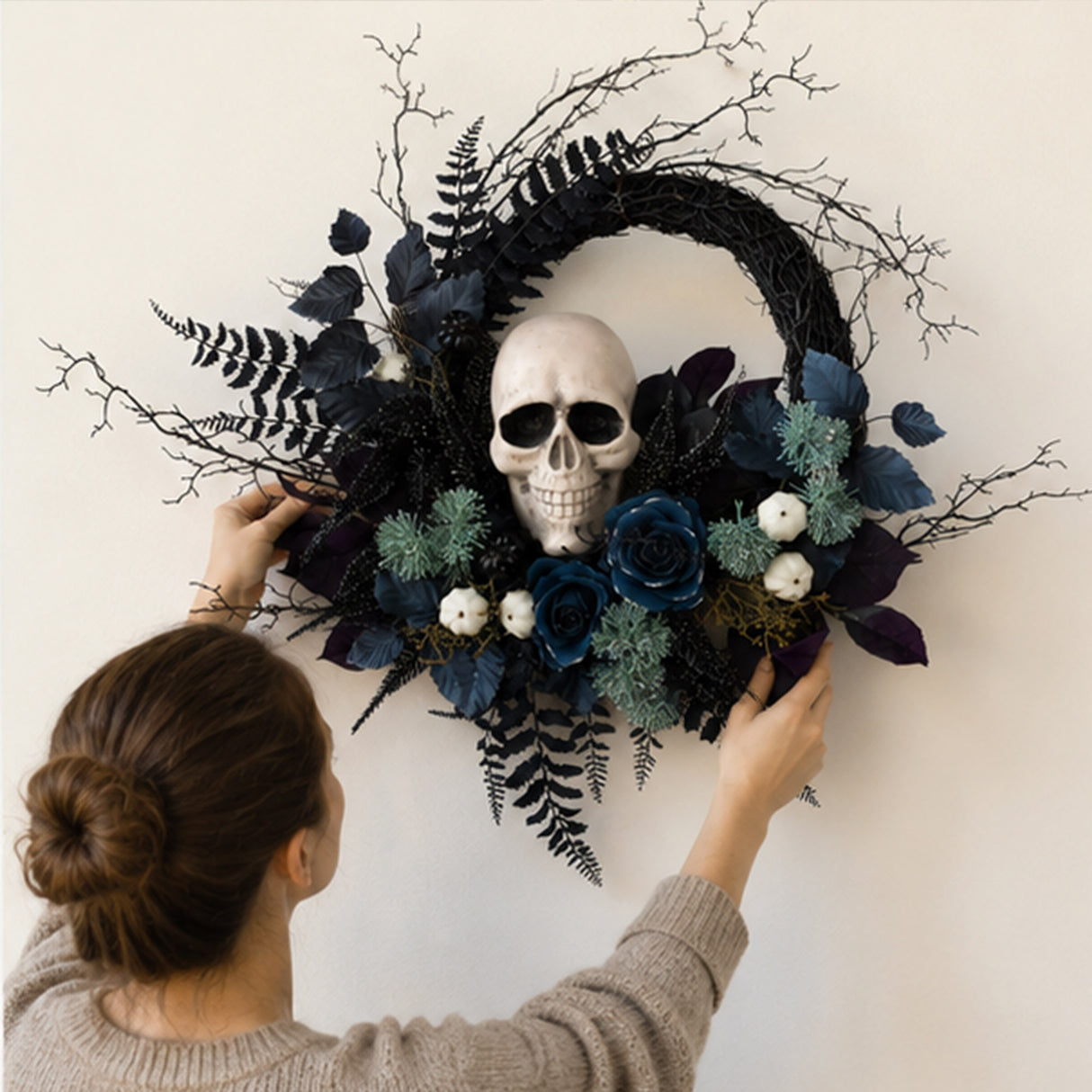 24 in. Halloween Skull Wreath