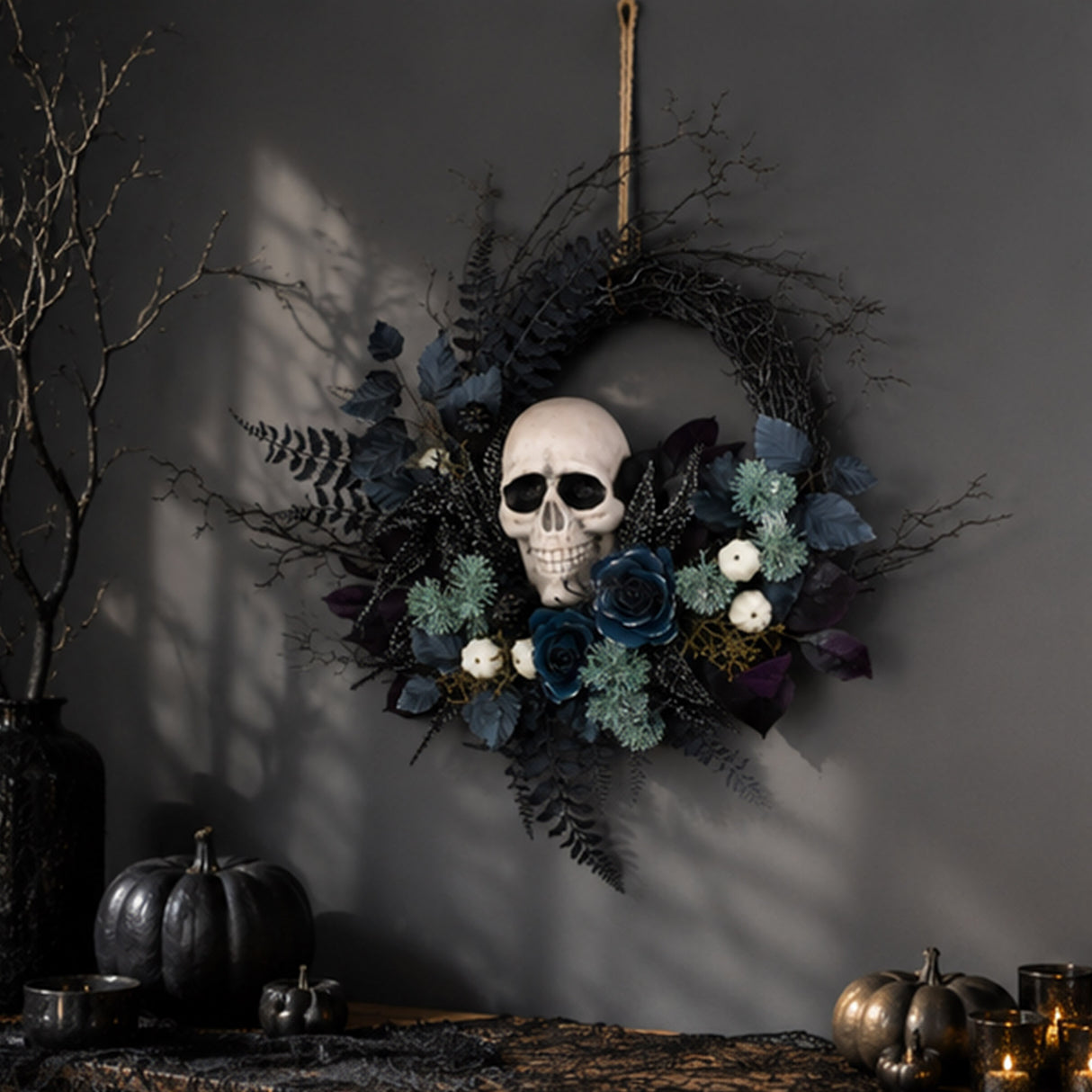 24 in. Halloween Skull Wreath