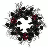 22IN Halloween Spooky Wreath with Roses & Thorns