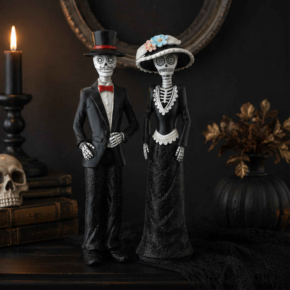 13 in. Halloween Skeleton Couple in Formal Attire Decoration