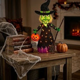 39 in. Halloween Pre-Lit Green Witch Lawn Decoration with LED Lights Plug-In