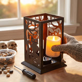 12 in. Halloween Carved Images Lantern with Owls, Pumpkins & Leafless Trees (LED Lights)