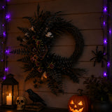 18 in Deep Purple Sakura Fern Half Halloween Wreath Decor