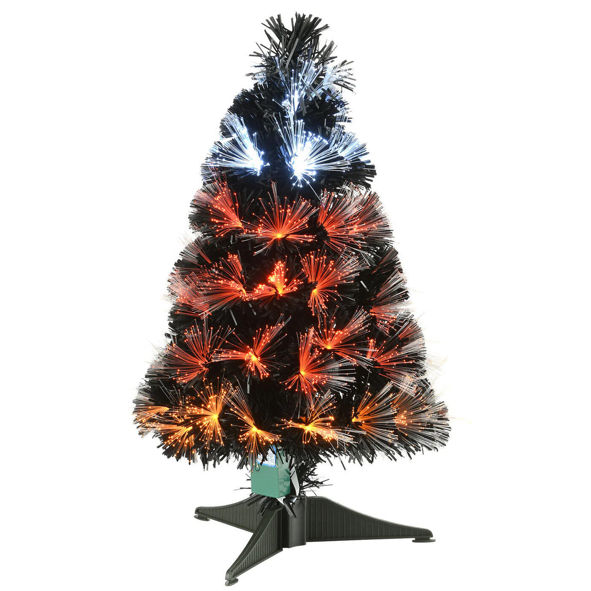 3 ft Black Fiber Optic Halloween Tree Candy Corn LED Plug In