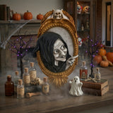 2 ft Witch in Mirror Halloween Wall Hanging Decor