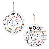 12IN Double Sided Halloween Hanging Sign Trick or Treat Decor