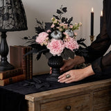 17IN Pink Carnation Halloween Centerpiece with Black Urn