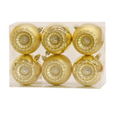 6PC Shatterproof Gold Glitter Christmas Ball Ornaments