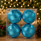 4-Piece Shatterproof Swirling Blue Ornaments