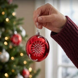 6-Piece Shatterproof Snowflake Red Ornaments
