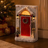 10IN Holiday Door Front Figurine with Warm White LED Lights Indoor Christmas Decor