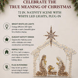 72IN Large Nativity Scene with Cool White LED Lights Plug-In