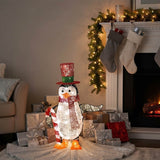 36IN Pre Lit Penguin with Candy Cane LED Holiday Decor