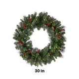 Pre-Lit 30 in. Crestwood Spruce Christmas Wreath with Warm White LED Lights