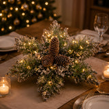 Pre-Lit 14 in. Glittery Bristle Pine Snowflake with Warm White LED Lights