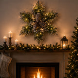 Pre-Lit 14 in. Glittery Bristle Pine Snowflake with Warm White LED Lights