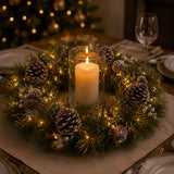 Pre-Lit 24 in. Whitter Pine Christmas Wreath with Warm White LED Lights
