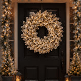 30IN Pre Lit Snowy Sheffield Spruce Wreath with Smart Twinkly LED Lights