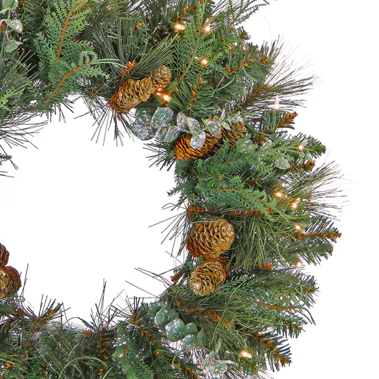 Pre-Lit 30 in. North Conway Christmas Wreath with Warm White LED Lights