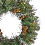 Pre-Lit 30 in. North Conway Christmas Wreath with Warm White LED Lights