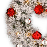 Pre-Lit 24 in. Snowy Bristle Pine Christmas Wreath with Warm White LED Lights