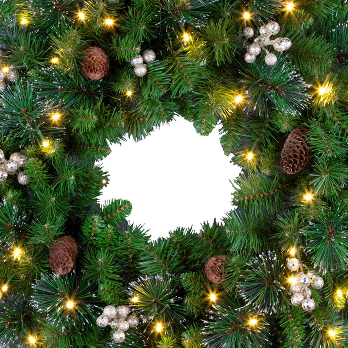 Pre-Lit 24 in. Crestwood Gold Spruce Christmas Wreath with Warm White LED Lights