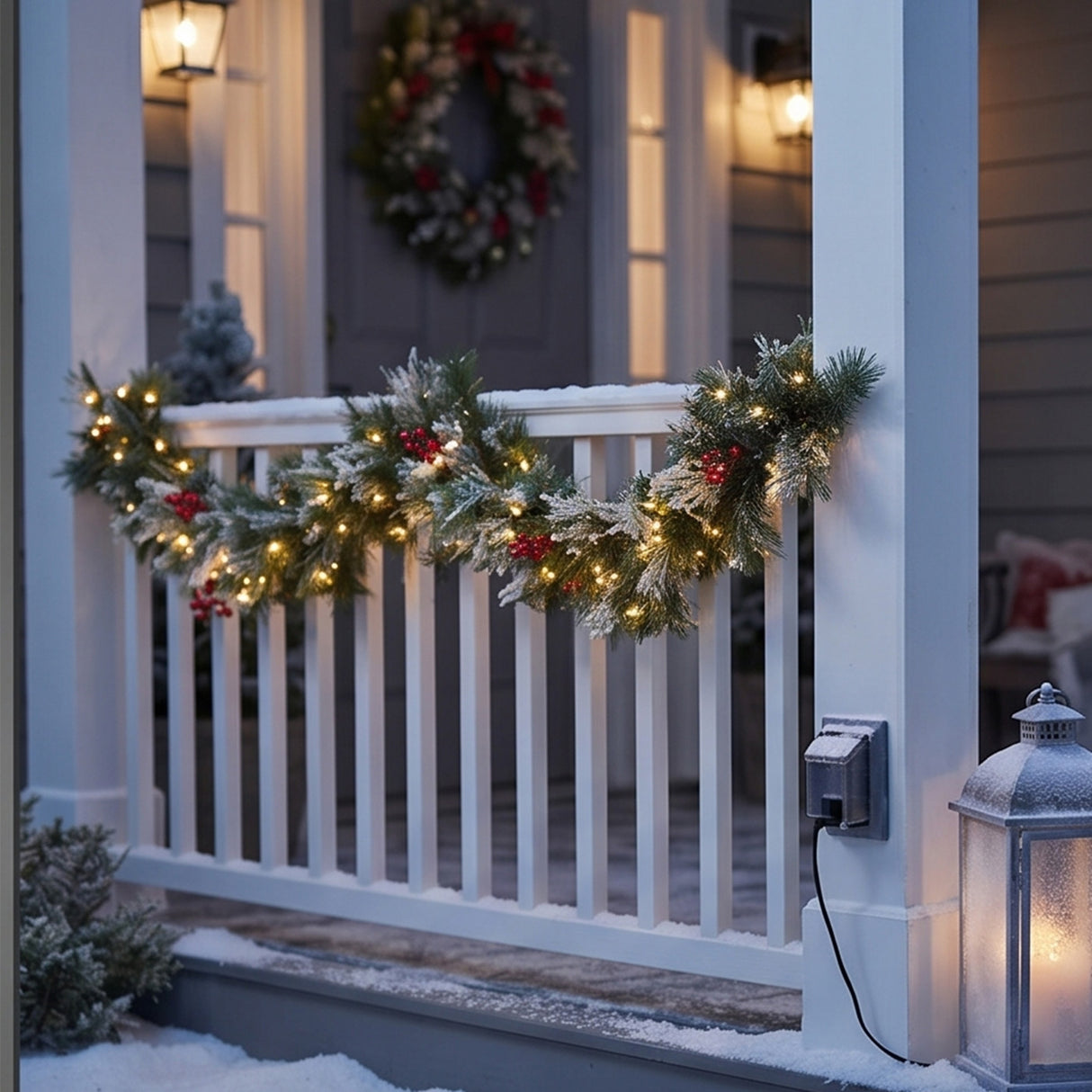 9FT Pre-Lit Wintry Pine Garland with Clear Lights