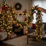 6FT Pre-Lit Noelle Garland with Warm White LED Lights