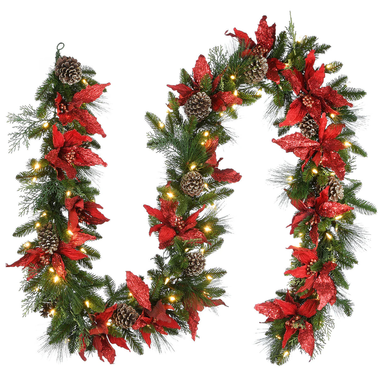 9FT Pre-Lit Decorative Collection Garland with Clear Lights