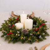 Pre-Lit Frosted Berry Wreath with Clear Lights, 24 Inch (Plug-In)