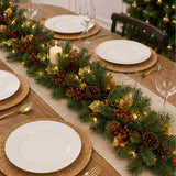 Pre-Lit Classical Collection Garland with Clear Lights and Holly Leaves, 9 Foot