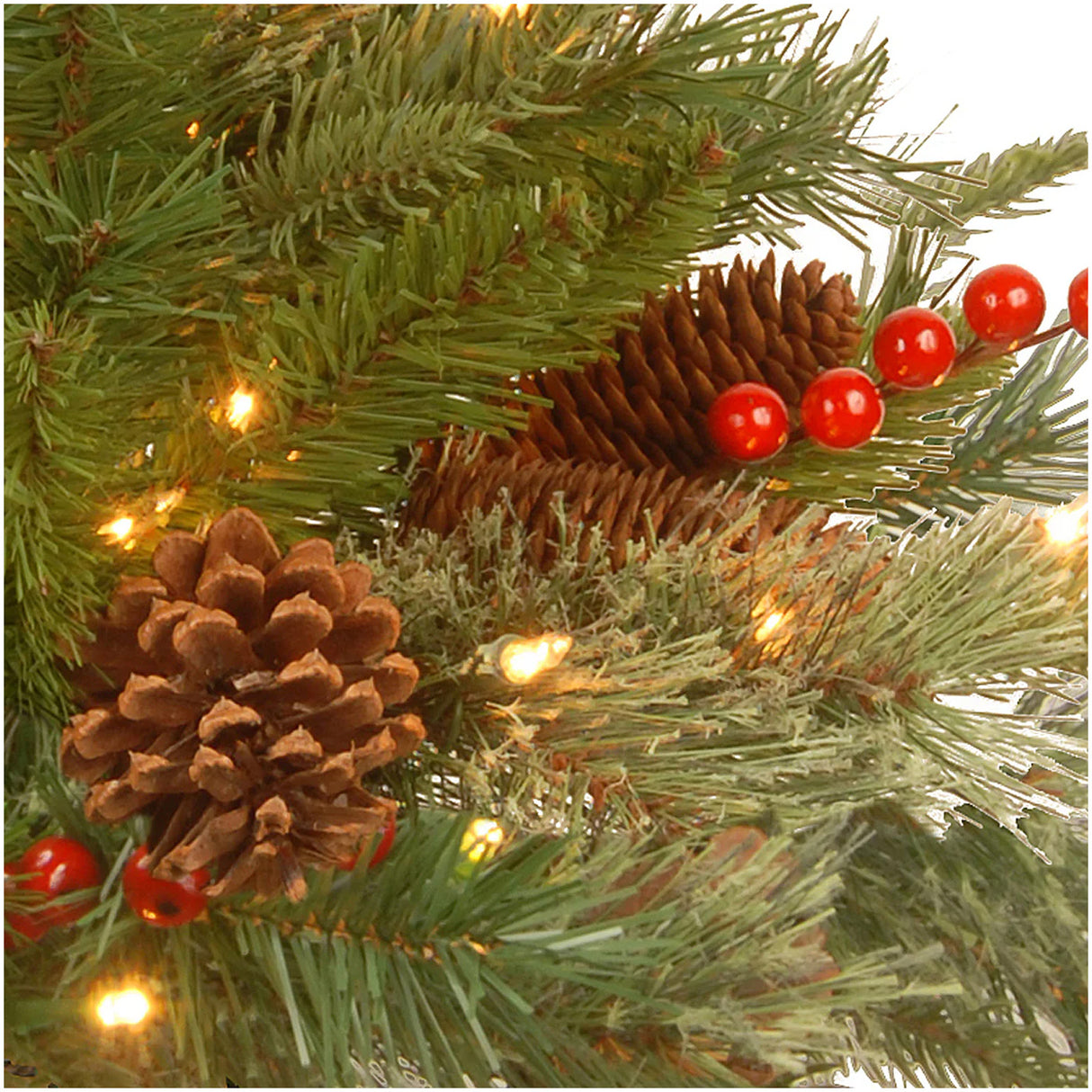 Pre-Lit Colonial Fir Hanging Basket with LED Lights, 20 Inch Christmas Decor