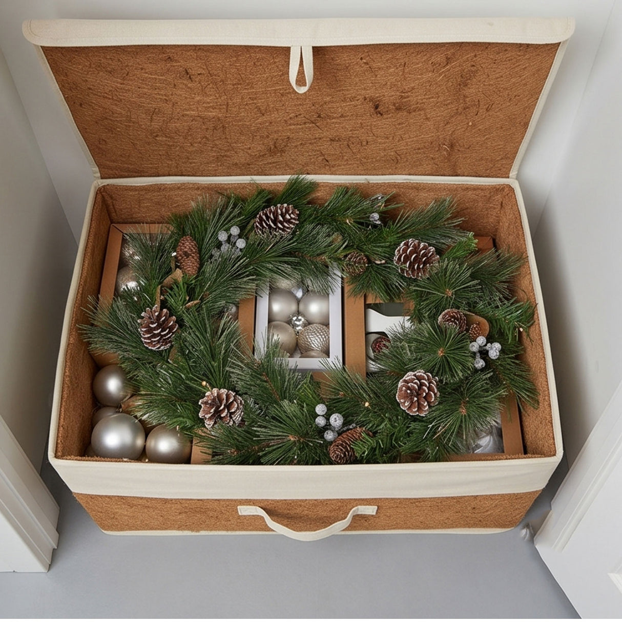 Pre-Lit Whitter Pine Christmas Garland with Warm White LED Lights, 9 Foot