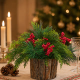 Christmas Classic Centerpiece with Berries & Cypress Tips, 11 Inch Table Decor