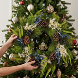 Blueberry Fields Christmas Wreath with Pinecones & Berries, 24 Inch Holiday Decor