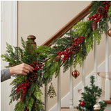 Christmas Joy Garland with Red Berries, 5 Foot Holiday Mantel Decor
