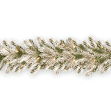 Pre-Lit Snowy Sheffield Spruce Garland with Clear Lights, 9ft Holiday Decor