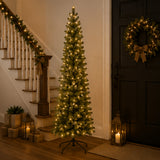 9ft Pre-Lit Downswept Douglas Fir Pencil Slim Tree with Dual Color LED Lights