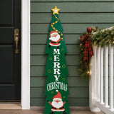 Christmas Tree Porch Sign – 44" Wooden “Merry Christmas” Wall & Door Decor