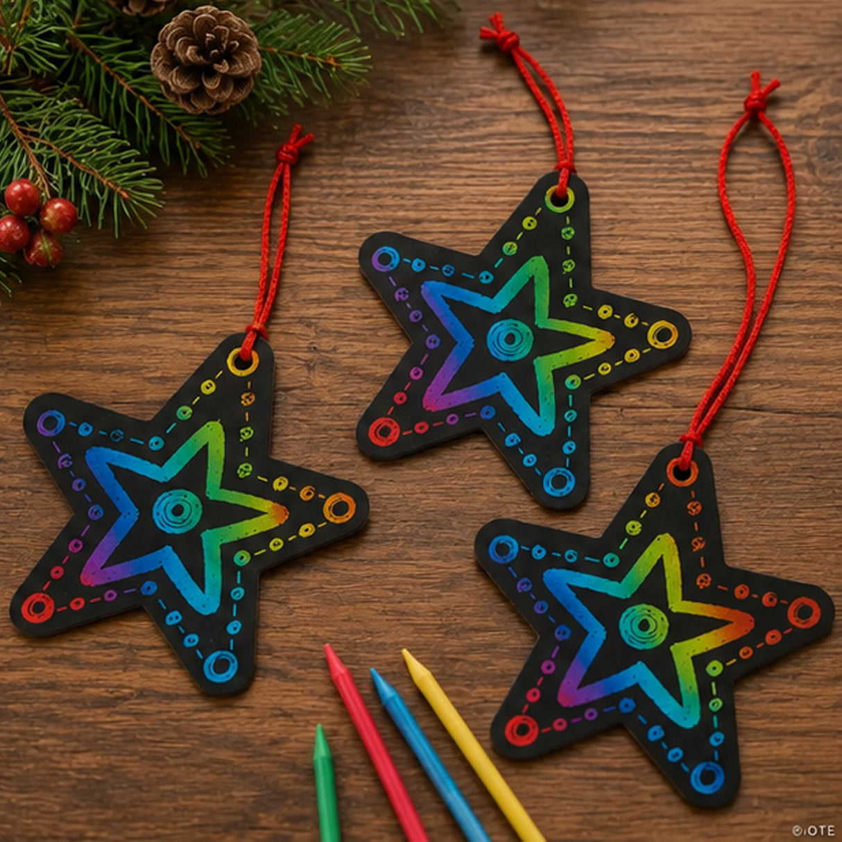 Magic Color Scratch Star Christmas Ornaments 24 Pack Craft Kit