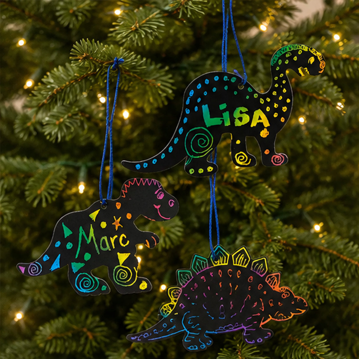 Magic Color Scratch Dinosaur Ornament Craft Kit 24 Pack