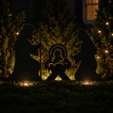Silhouette Nativity Outdoor Yard Sign Set 3 Pc Christmas Decor