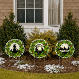 Nativity Wreath Yard Stakes Christmas Outdoor Decor 3 Pc Set