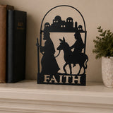 Mary Joseph Donkey Faith Metal Christmas Ornaments 12 Pc Set
