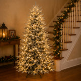 Pre Lit Flocked Aspen Noble Fir Christmas Tree with LED Lights