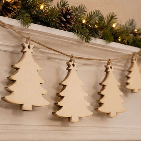 Wooden Tree Shape Hanging Ornaments Fun DIY Craft Set Of 20 Pc
