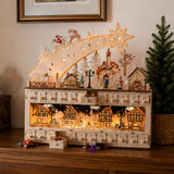 Wooden Christmas Shooting Star Advent Calendar with LED Light Background