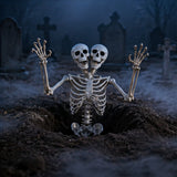 5 ft Two-Headed Life-Size Posable Skeleton Halloween Decoration